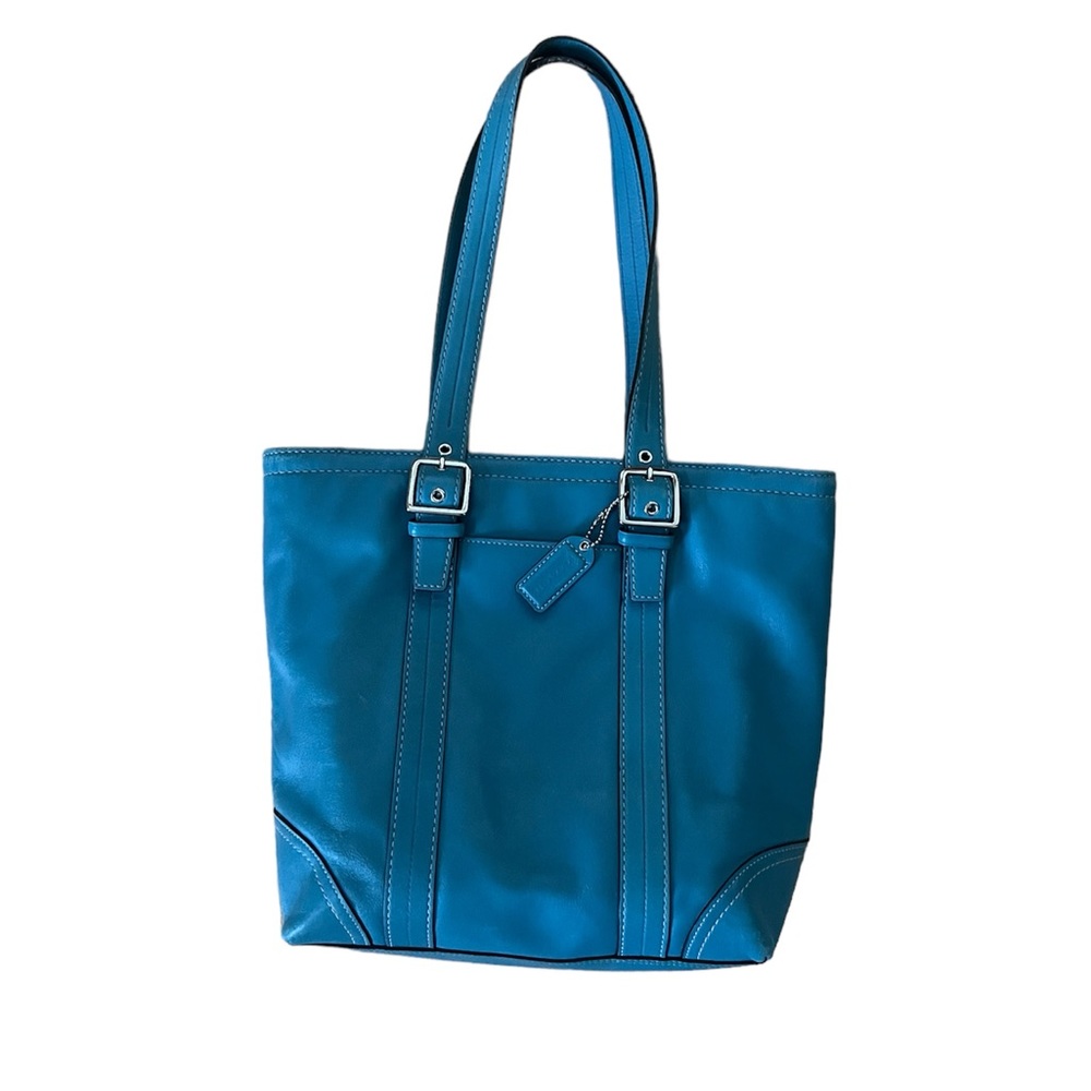 Teal blue leather 2008 coach bag